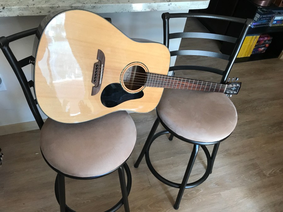 Alvarez Guitar on two stools